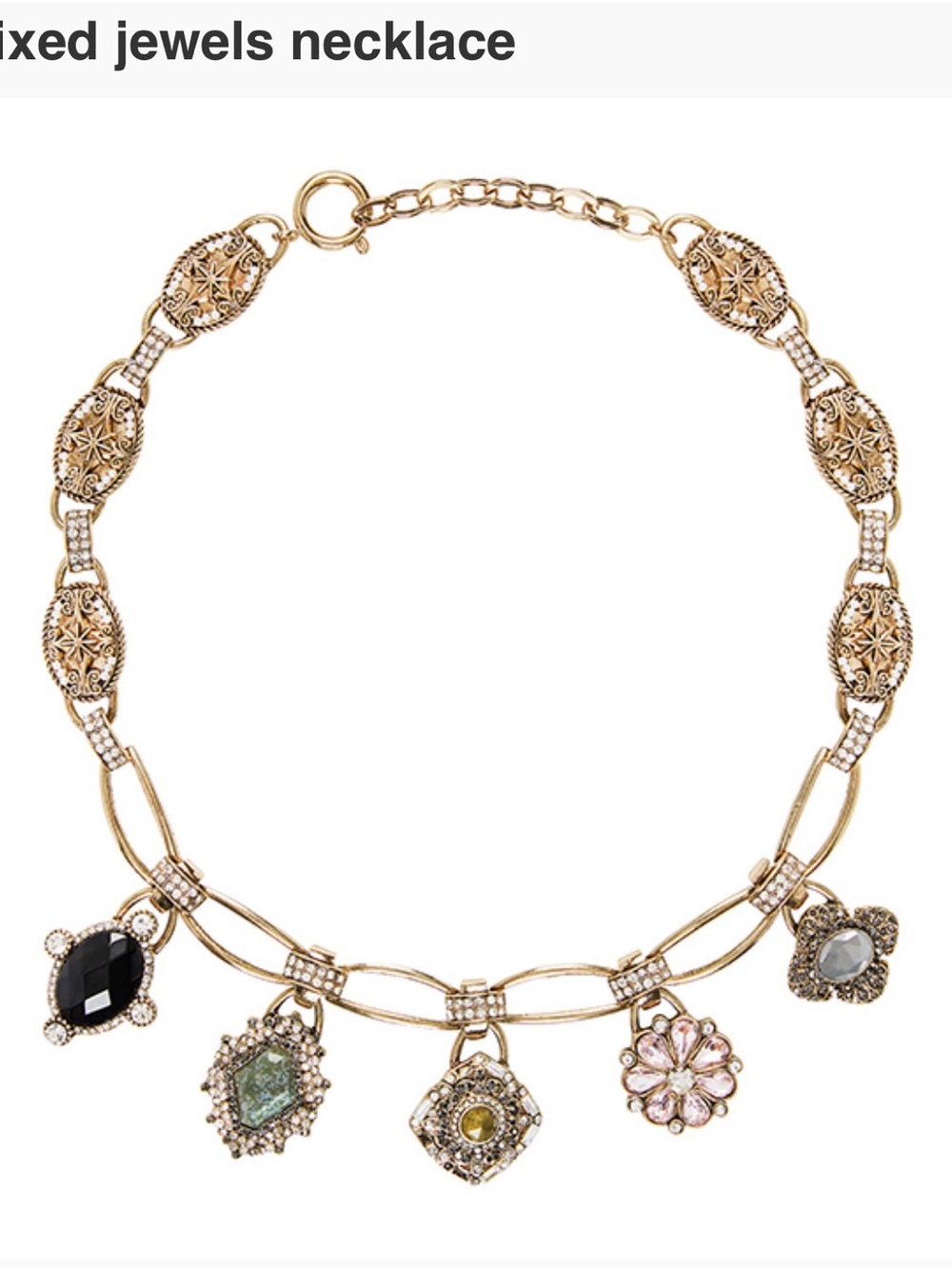 Accesorize Uk Mixed Jewels Gold Multi-Color Charm Necklace